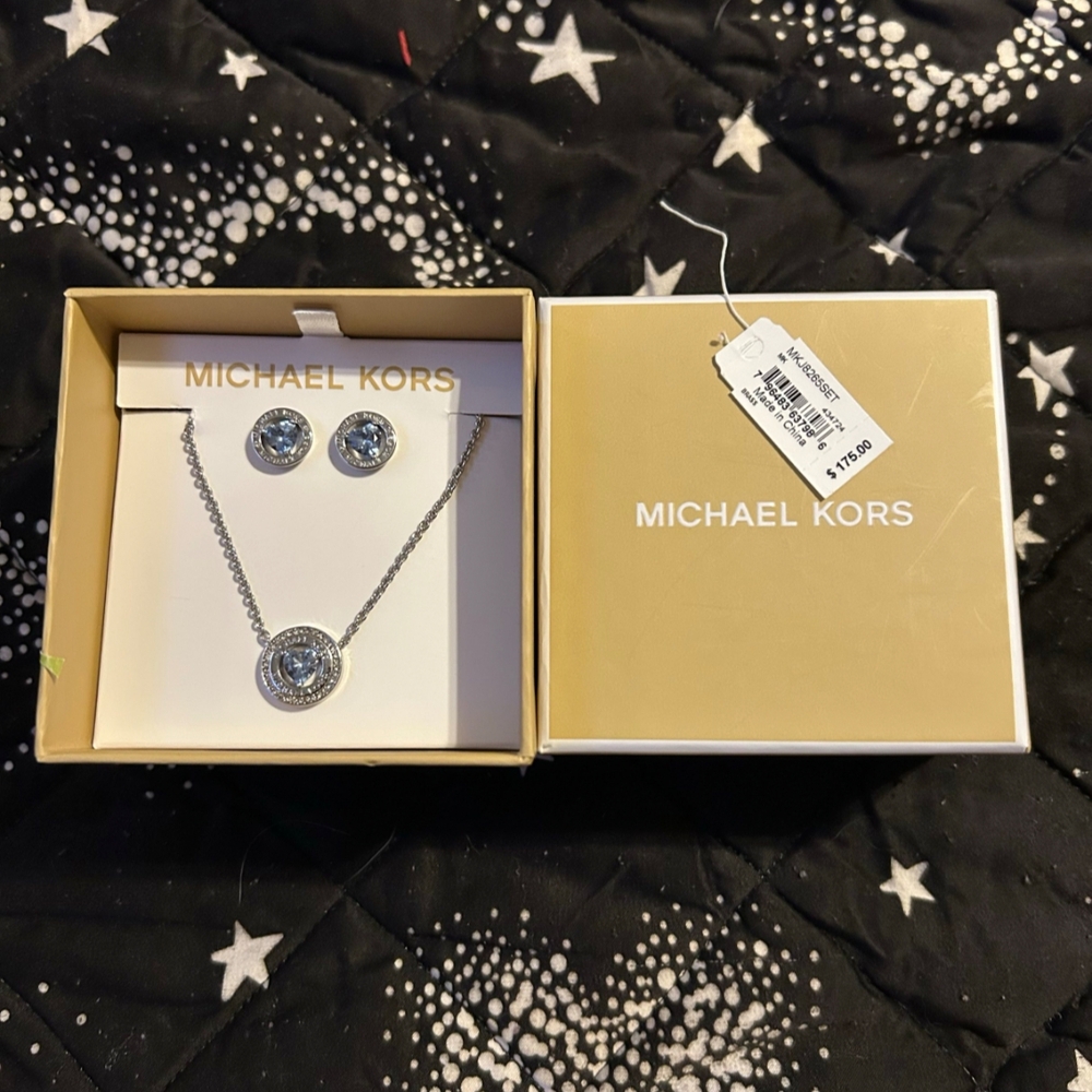 Michael Kors Silver Necklace and Earring Set